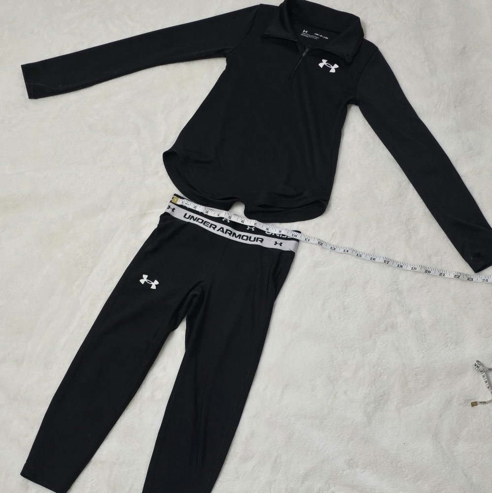 Under Armour fitness wear shirt/pants, Youth Small,measurements in photos,Black